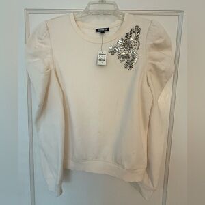 Express Cream Sweater with Silver Embellishments